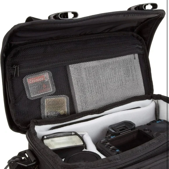 Amazon Basics Large DSLR Gadget Bag, Black with Gray Interior, Solid - Main Image